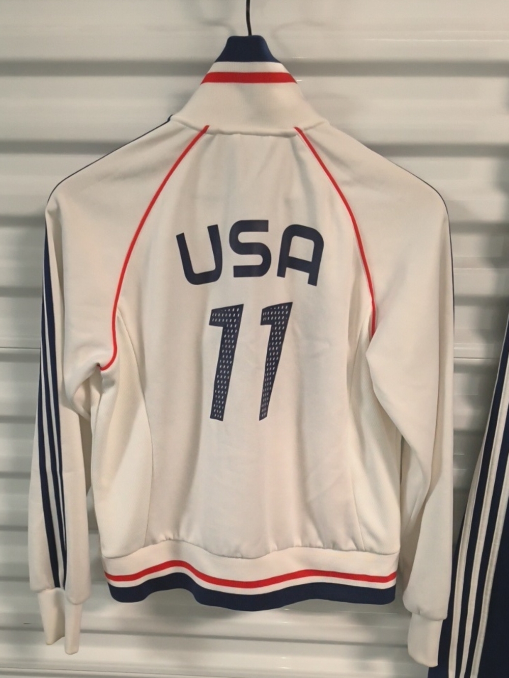 Vtg Adidas Team USA Track Jacket Full Zip Striped Pocket Athletic White+ Joggers - Picture 5 of 16